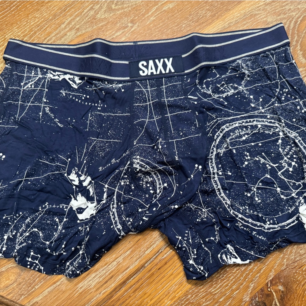 SAXX Men's Navy and White Vibe Everyday Boxer Briefs